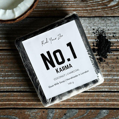 No. 1: KARMA Coconut and Charcoal Handmade  Bougie Goat Milk Soap Bar (140g)