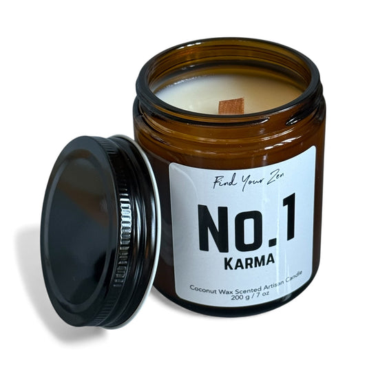 NO. 1: KARMA Wood Wick Coconut Wax Candle (7 oz)