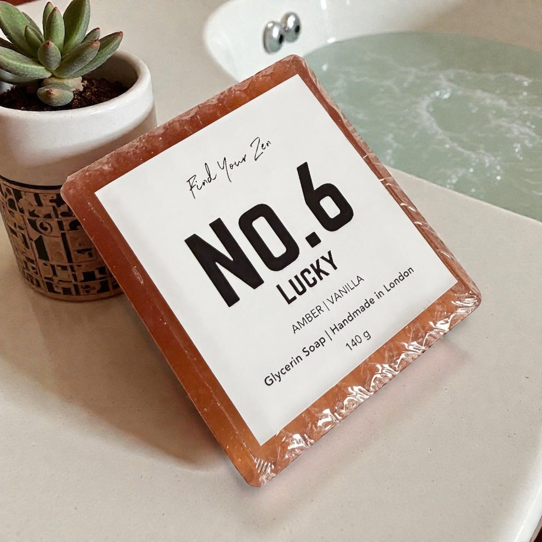 No. 6: LUCKY Amber and Vanilla Handmade Bougie  Soap Bar (140g)