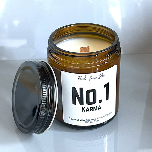 NO. 1: KARMA Wood Wick Coconut Wax Candle (7 oz)